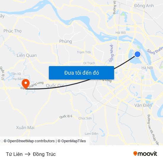 Tứ Liên to Đồng Trúc map