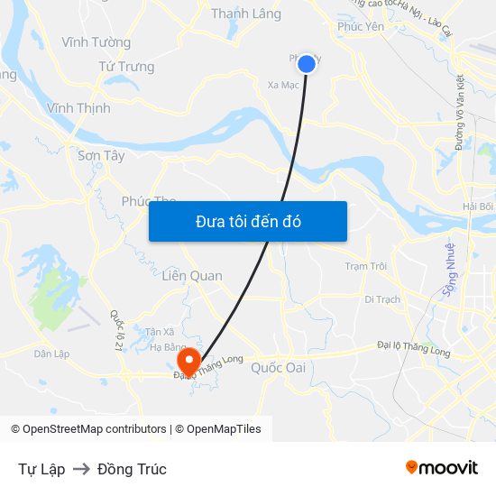 Tự Lập to Đồng Trúc map