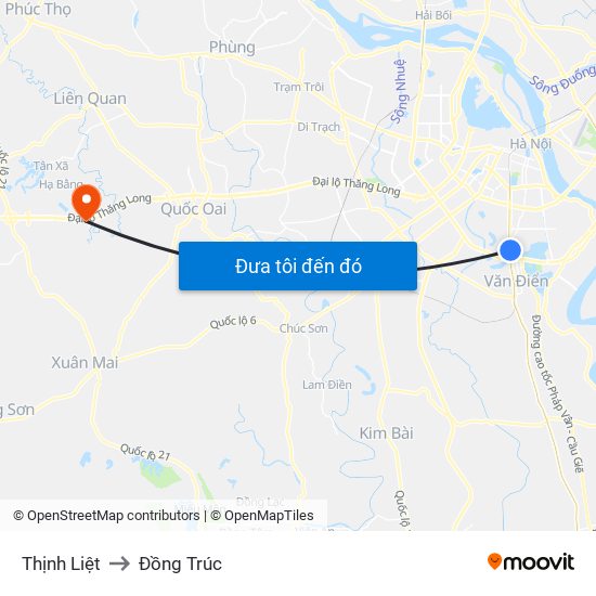 Thịnh Liệt to Đồng Trúc map