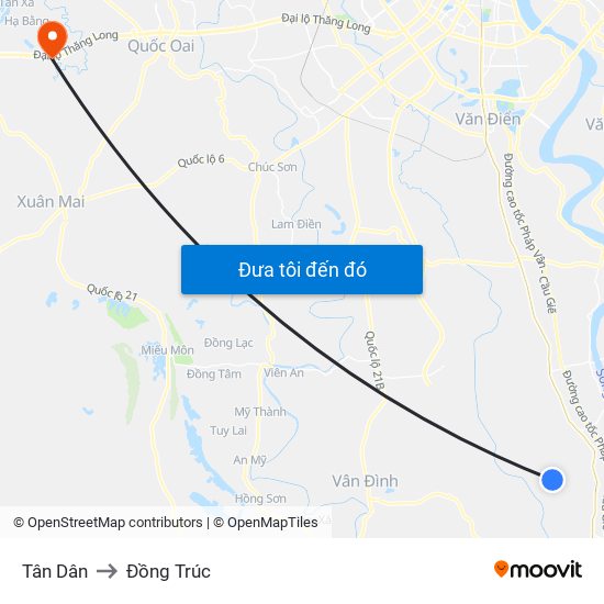 Tân Dân to Đồng Trúc map
