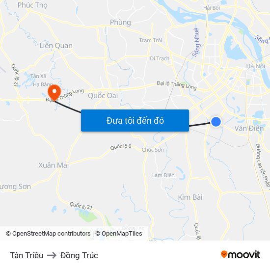 Tân Triều to Đồng Trúc map