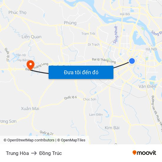 Trung Hòa to Đồng Trúc map