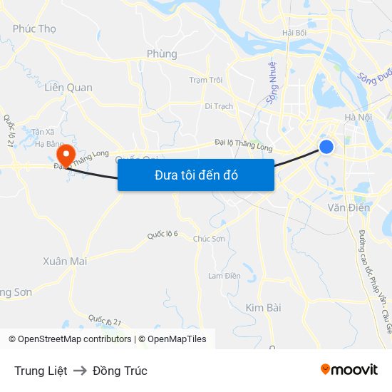 Trung Liệt to Đồng Trúc map