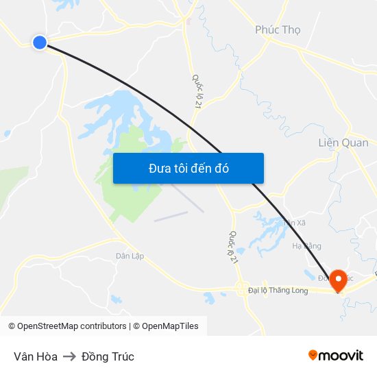 Vân Hòa to Đồng Trúc map