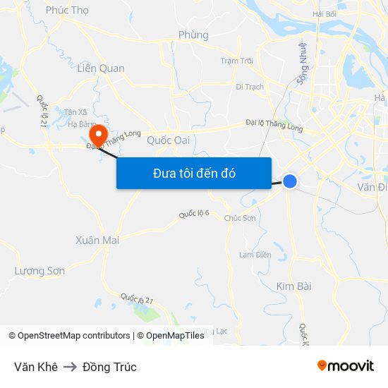 Văn Khê to Đồng Trúc map