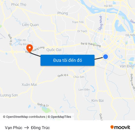 Vạn Phúc to Đồng Trúc map