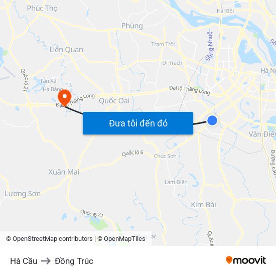 Hà Cầu to Đồng Trúc map