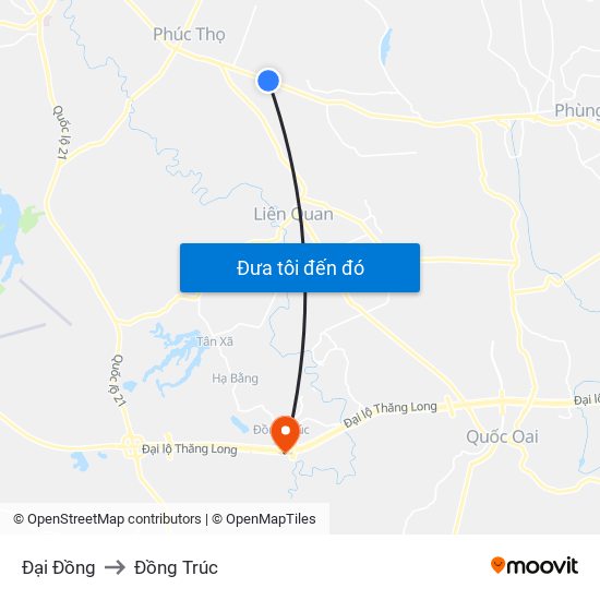 Đại Đồng to Đồng Trúc map