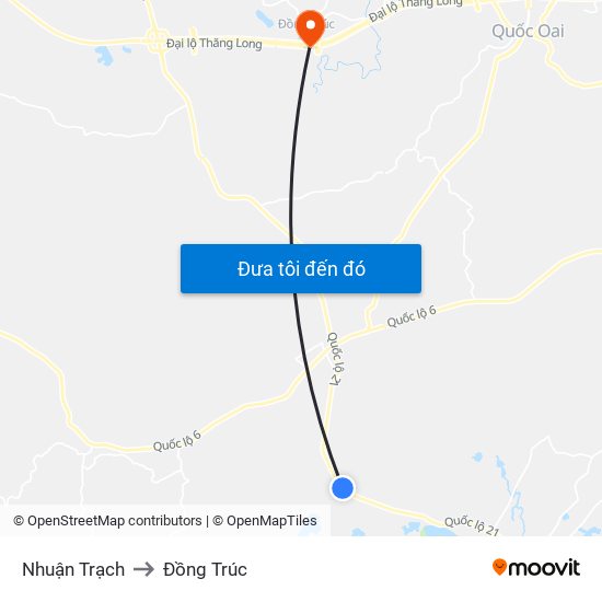 Nhuận Trạch to Đồng Trúc map