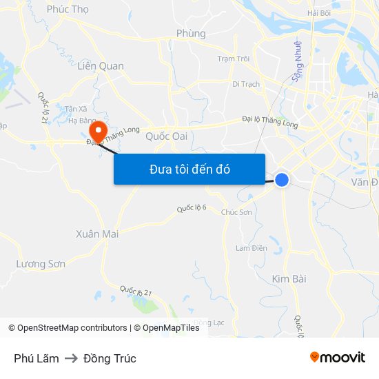Phú Lãm to Đồng Trúc map