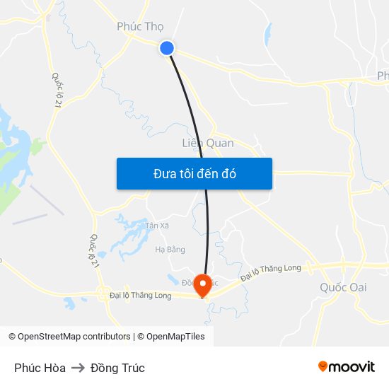 Phúc Hòa to Đồng Trúc map
