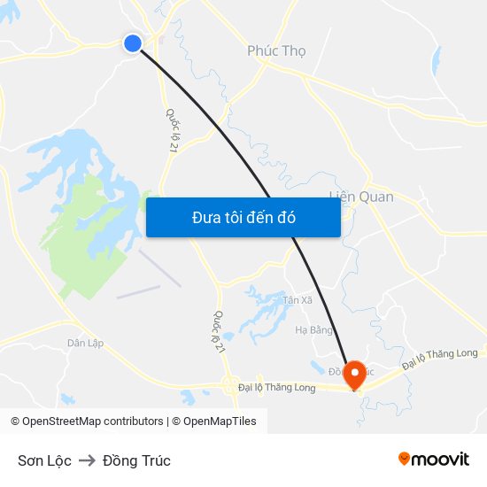 Sơn Lộc to Đồng Trúc map