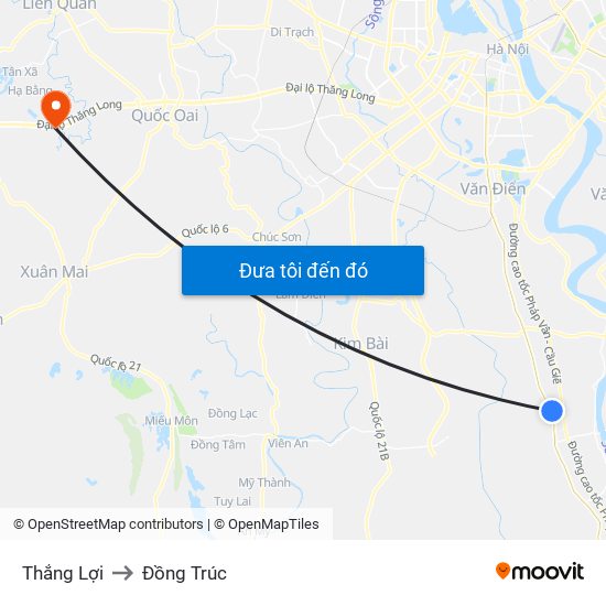 Thắng Lợi to Đồng Trúc map