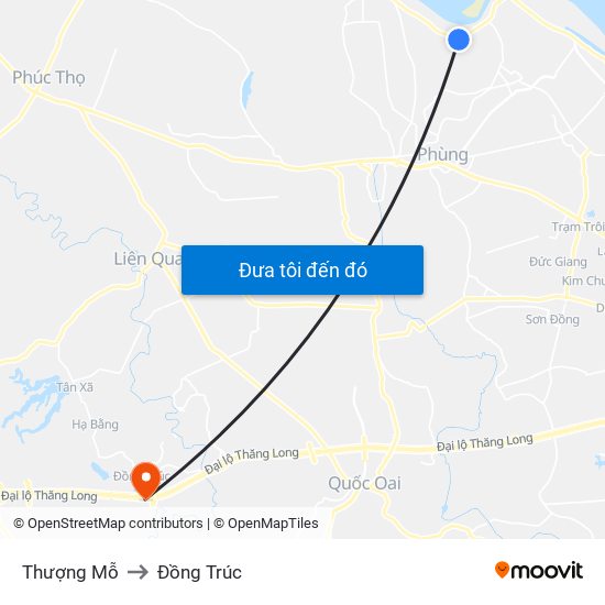 Thượng Mỗ to Đồng Trúc map