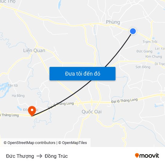 Đức Thượng to Đồng Trúc map