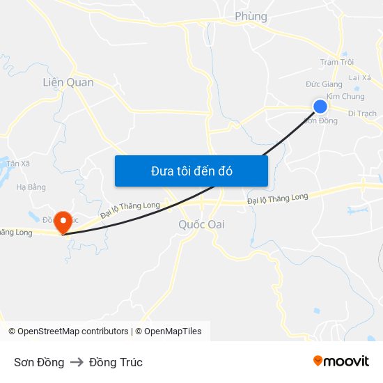 Sơn Đồng to Đồng Trúc map