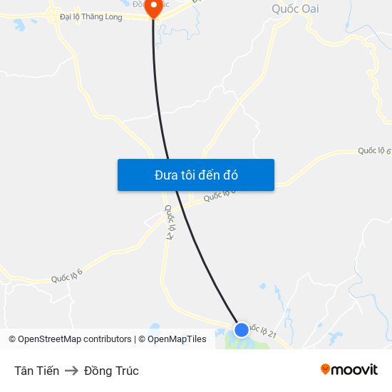 Tân Tiến to Đồng Trúc map