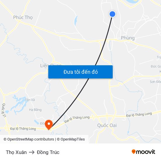 Thọ Xuân to Đồng Trúc map