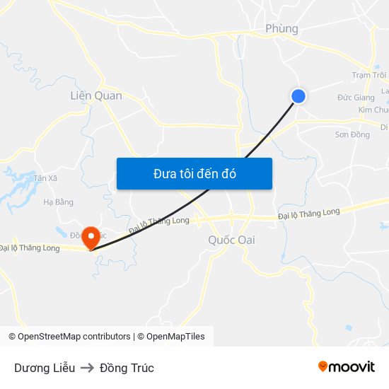 Dương Liễu to Đồng Trúc map