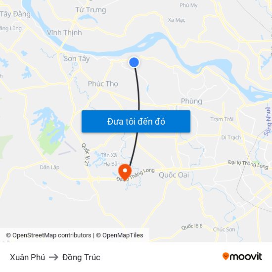 Xuân Phú to Đồng Trúc map