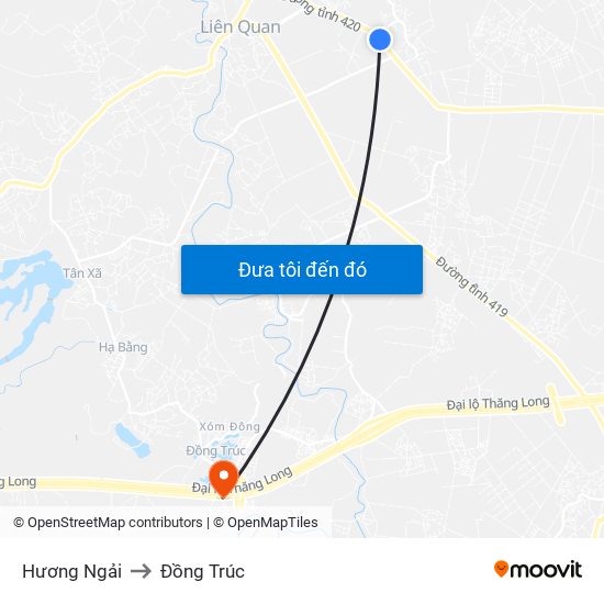 Hương Ngải to Đồng Trúc map