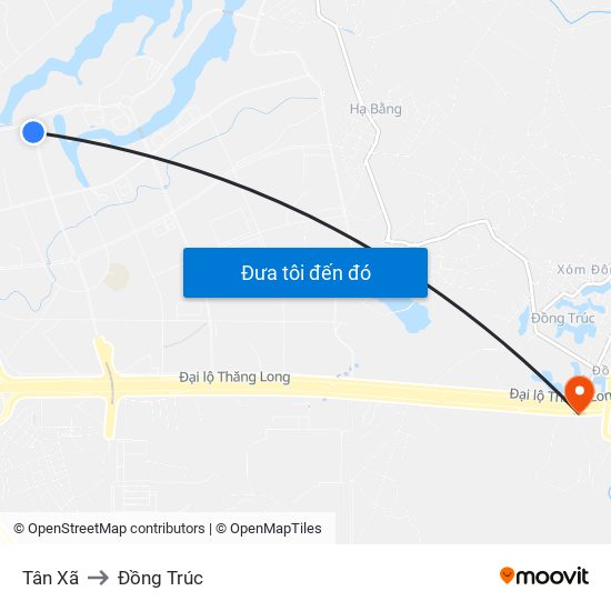 Tân Xã to Đồng Trúc map