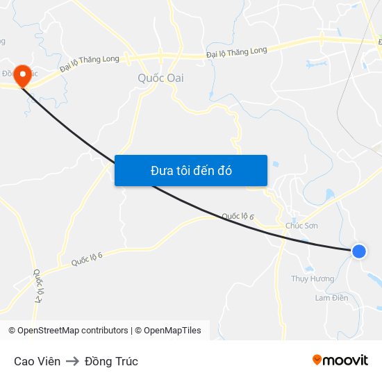 Cao Viên to Đồng Trúc map