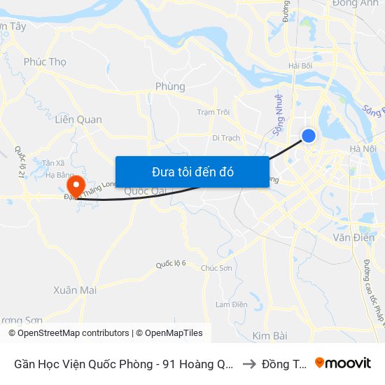 Gần Học Viện Quốc Phòng - 91 Hoàng Quốc Việt to Đồng Trúc map