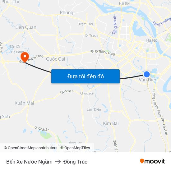 Bến Xe Nước Ngầm to Đồng Trúc map