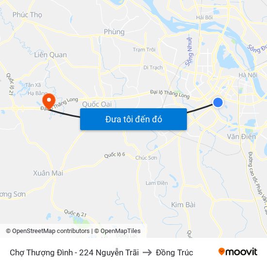 Chợ Thượng Đình - 224 Nguyễn Trãi to Đồng Trúc map