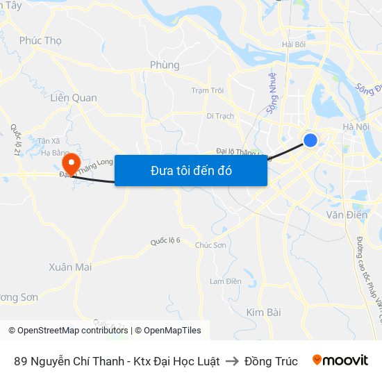 89 Nguyễn Chí Thanh - Ktx Đại Học Luật to Đồng Trúc map
