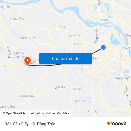 331 Cầu Giấy to Đồng Trúc map