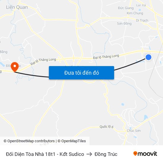 Đối Diện Tòa Nhà 18t1 - Kđt Sudico to Đồng Trúc map