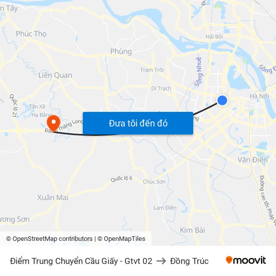 Điểm Trung Chuyển Cầu Giấy - Gtvt 02 to Đồng Trúc map