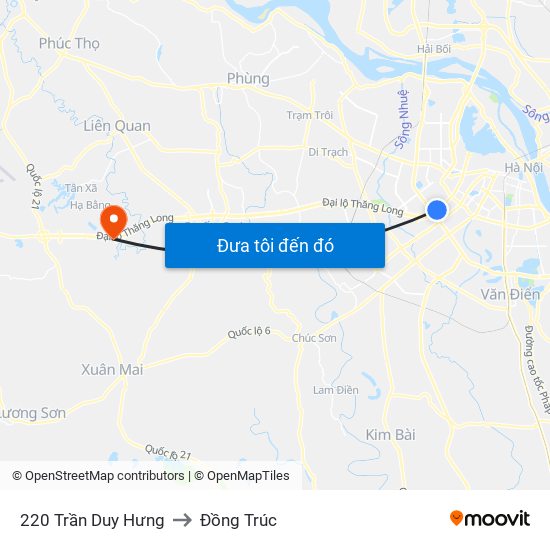 220 Trần Duy Hưng to Đồng Trúc map