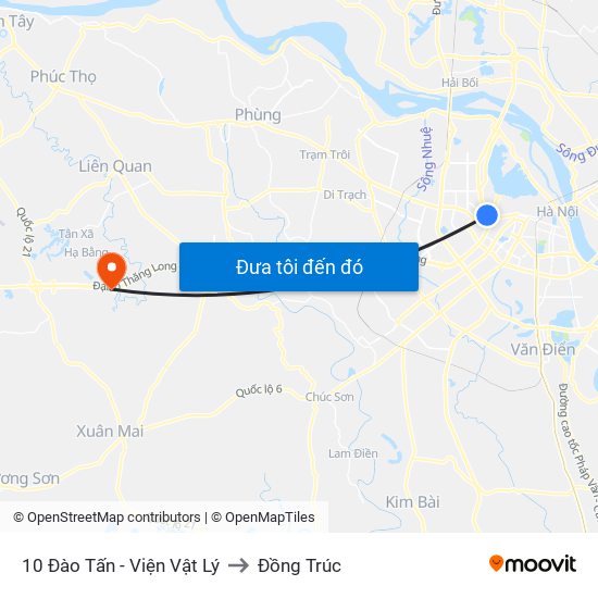 10 Đào Tấn - Viện Vật Lý to Đồng Trúc map