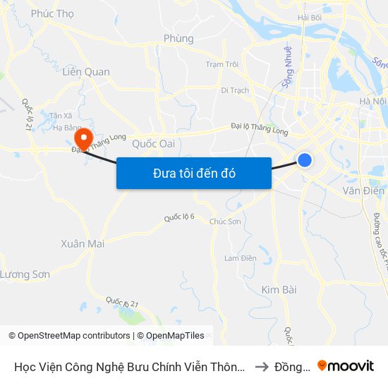 Học Viện Công Nghệ Bưu Chính Viễn Thông - Trần Phú (Hà Đông) to Đồng Trúc map