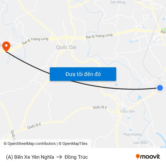 (A) Bến Xe Yên Nghĩa to Đồng Trúc map