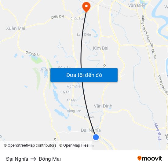 Đại Nghĩa to Đồng Mai map