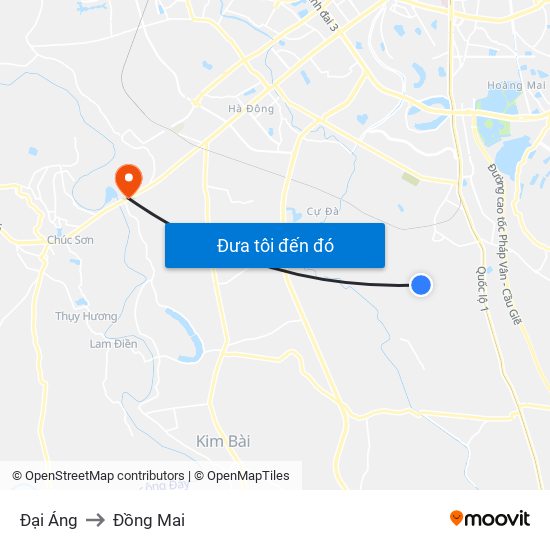 Đại Áng to Đồng Mai map