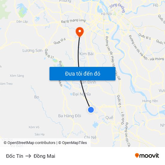 Đốc Tín to Đồng Mai map