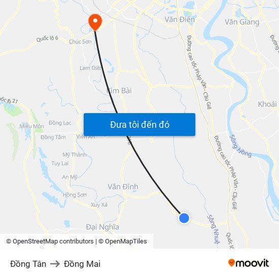 Đồng Tân to Đồng Mai map