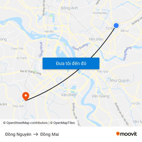 Đồng Nguyên to Đồng Mai map