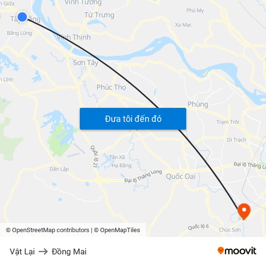 Vật Lại to Đồng Mai map