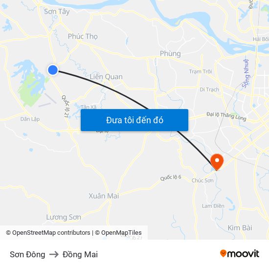 Sơn Đông to Đồng Mai map