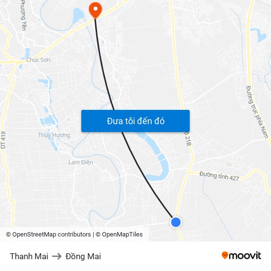 Thanh Mai to Đồng Mai map