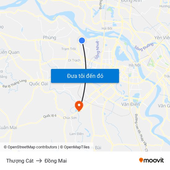 Thượng Cát to Đồng Mai map