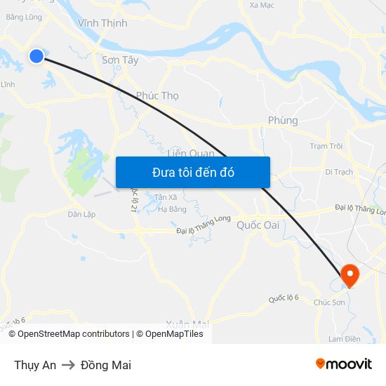 Thụy An to Đồng Mai map