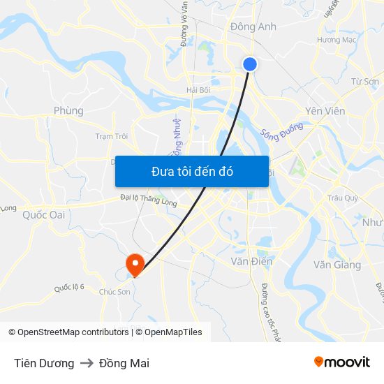 Tiên Dương to Đồng Mai map
