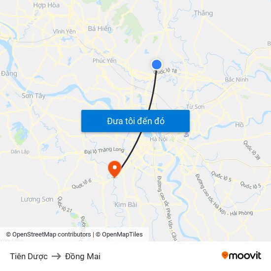 Tiên Dược to Đồng Mai map